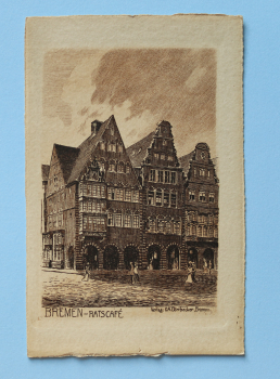 Ansichtskarte Künstler Radierung AK Bremen 1910-1920 Ratscafe Cafe Architektur Ortsansicht